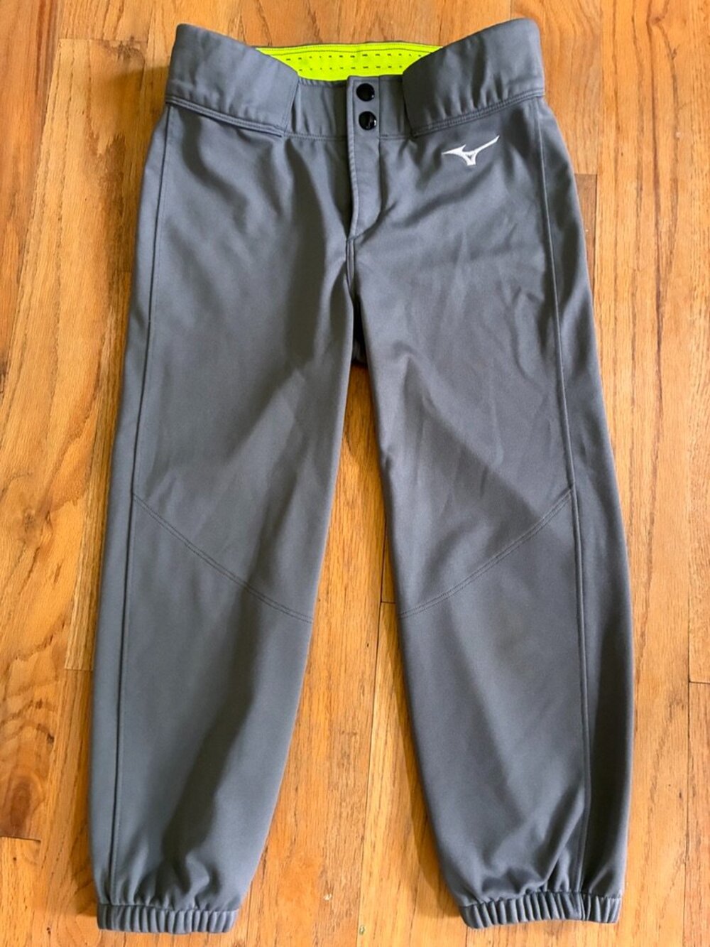 Mizuno Girls Youth Large Gray Softball Pants Elastic Cuffs